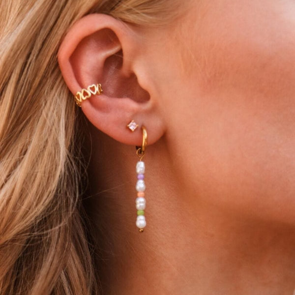 Label Kiki Oorsteker goud, Shiny Pink - Per stuk