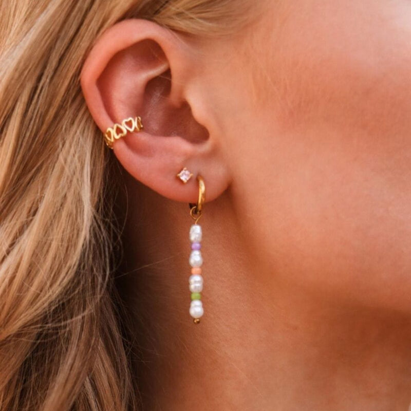 Label Kiki Oorsteker goud, Shiny Pink - Per stuk
