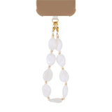 Label Kiki Phone Cord met kralen, White Oval