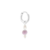 Label Kiki Zilveren Oorring met Parel, Misty Lilac - Per stuk