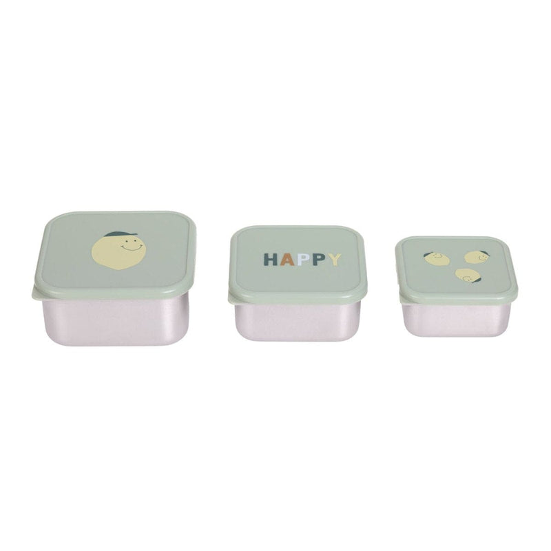 Lässig HAPPY FRUITS Kinder Snackbox RVS set van 3, Lemon