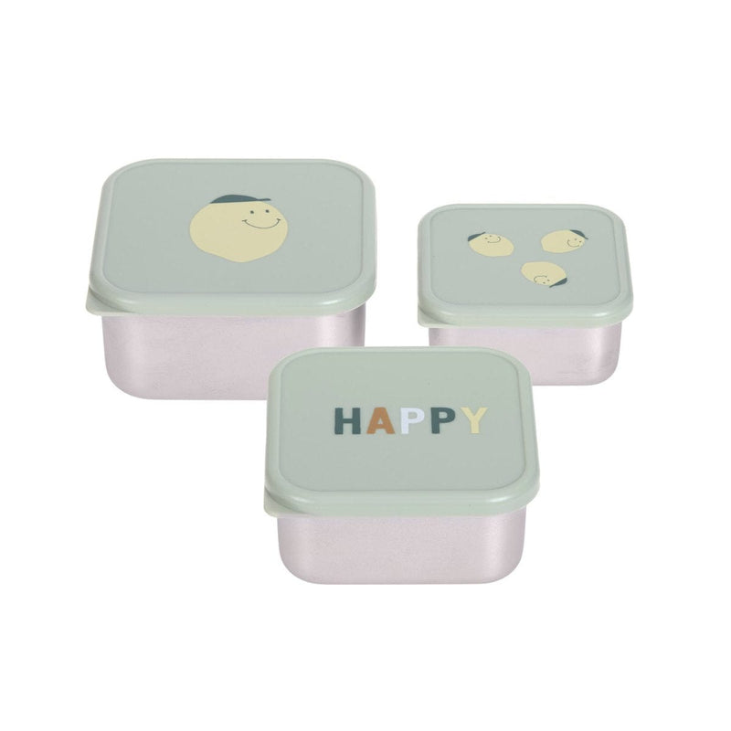Lässig HAPPY FRUITS Kinder Snackbox RVS set van 3, Lemon