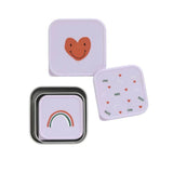 Lässig HAPPY RASCALS Kinder Snackbox RVS set van 3, Heart lavender