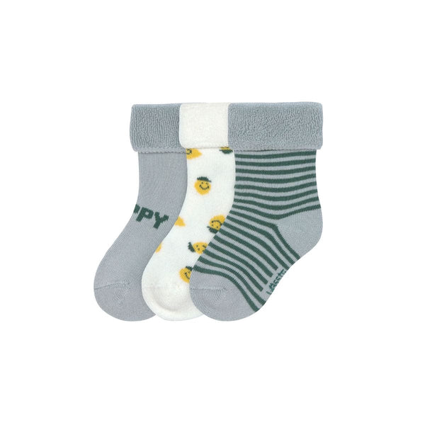Lässig LITTLE GANG Terry baby/peuter Sokken set van 3, Lemon - Light blue