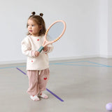 Lässig TINY TEAM Beige Fleece Kinder Sweater met Hartjes