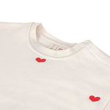 Lässig TINY TEAM Beige Fleece Kinder Sweater met Hartjes