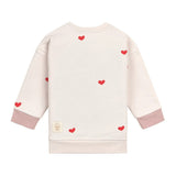 Lässig TINY TEAM Beige Fleece Kinder Sweater met Hartjes