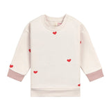 Lässig TINY TEAM Beige Fleece Kinder Sweater met Hartjes