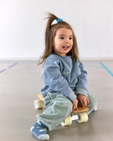 Lässig TINY TEAM Blauwe Fleece Kinder Sweater met Skateboards