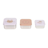 Lässig TINY TEAM Kinder Snackbox RVS set van 3, Cat