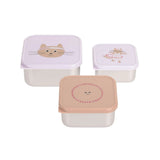 Lässig TINY TEAM Kinder Snackbox RVS set van 3, Cat