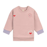 Lässig TINY TEAM Roze Fleece Kinder Sweater met Hartjes