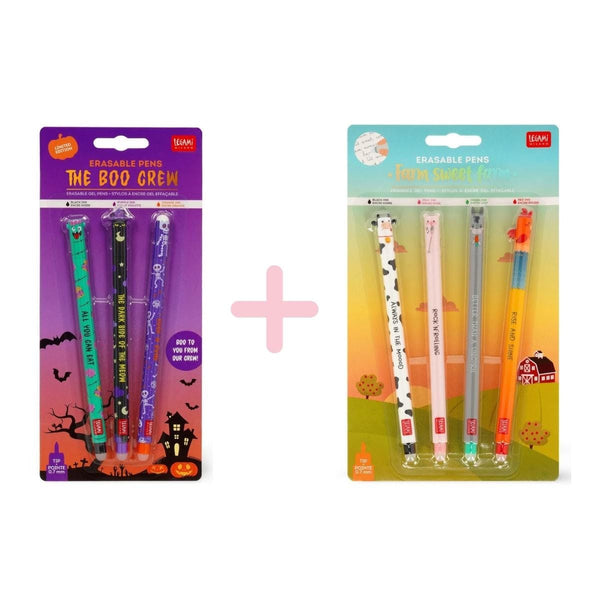 Legami Bundle Erasable Gel Pens - Halloween + Farm Sweet Farm