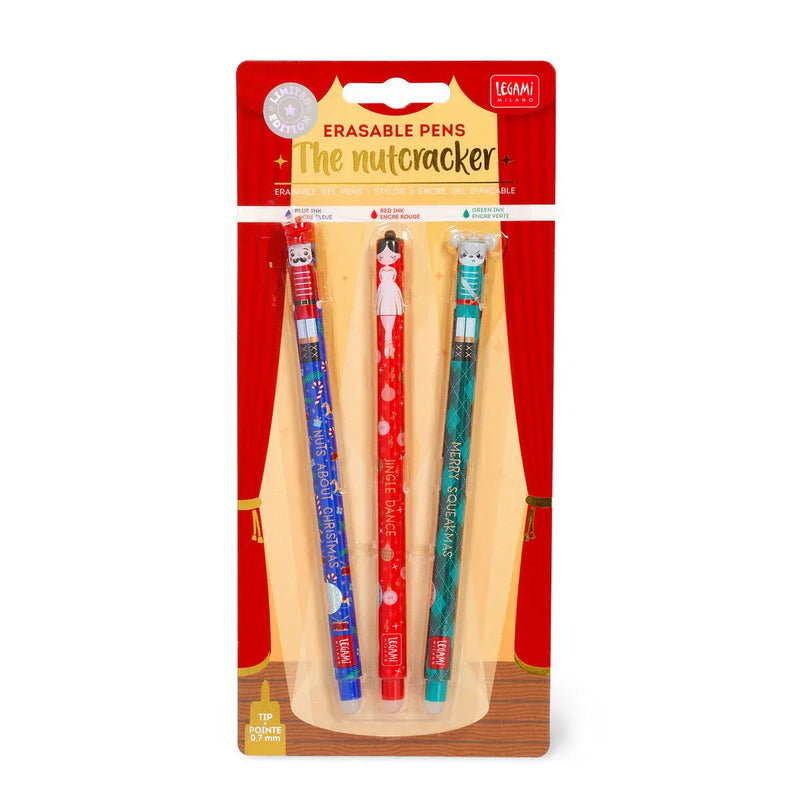 Legami CHRISTMAS Set van 3 Erasable Kerst Gel Pennen, The Nutcracker