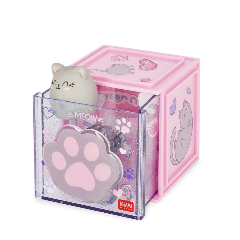 Legami CUTIE CUBE Stapelbaar Bureau Opbergdoosje, Kitty