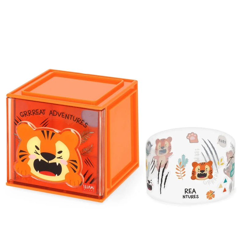 Legami CUTIE CUBE Stapelbaar Bureau Opbergdoosje, Tiger