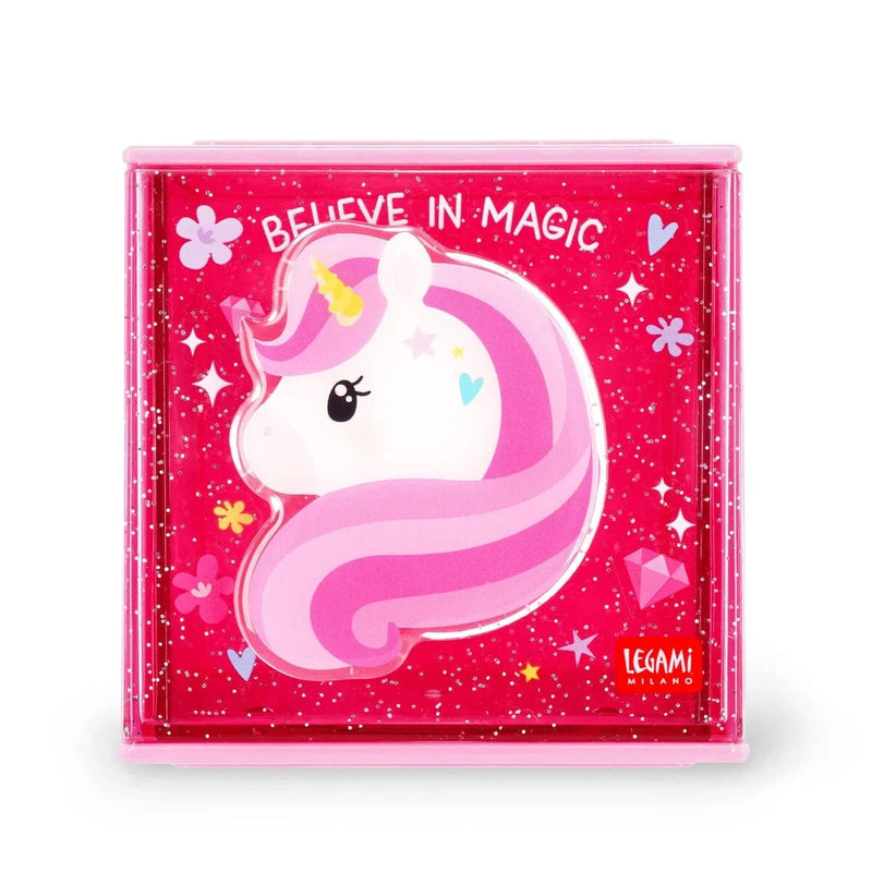 Legami CUTIE CUBE Stapelbaar Bureau Opbergdoosje, Unicorn