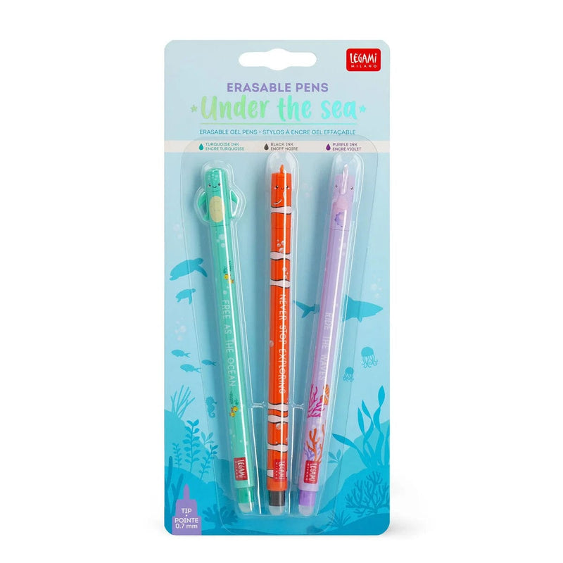 Legami Erasable Gel Pens - Set van 3, Under the Sea