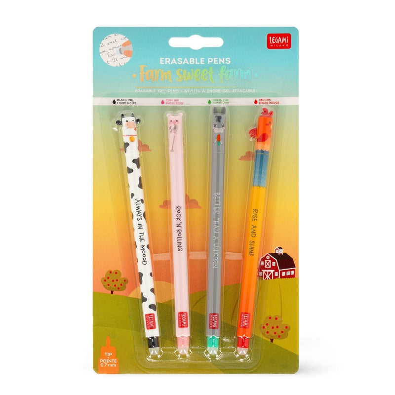 Legami FARM SWEET FARM Erasable Gel Pen set van 4