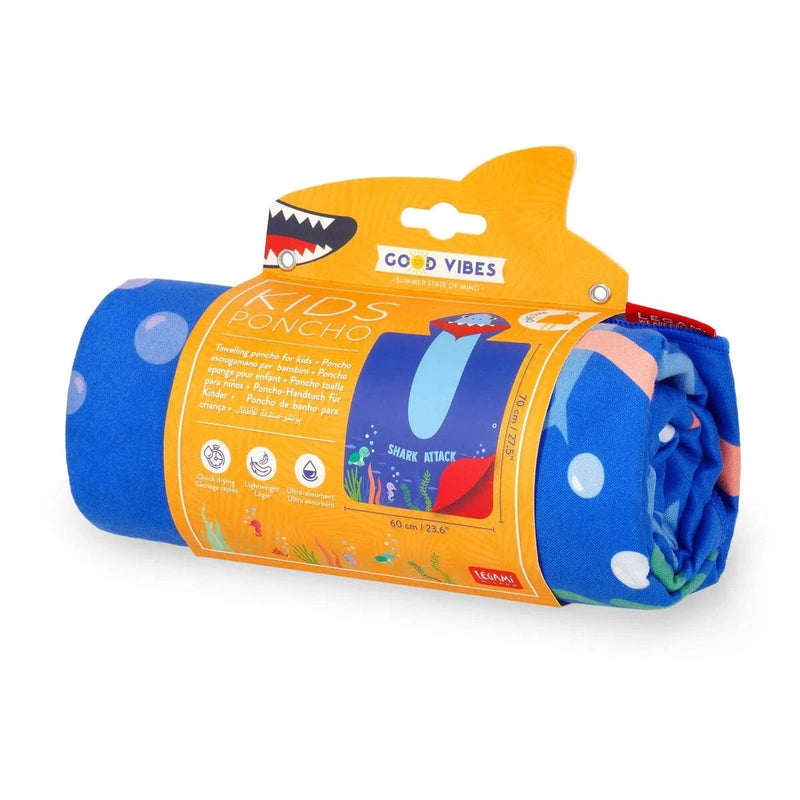 Legami GOOD VIBES Poncho Handdoek voor kinderen, Shark