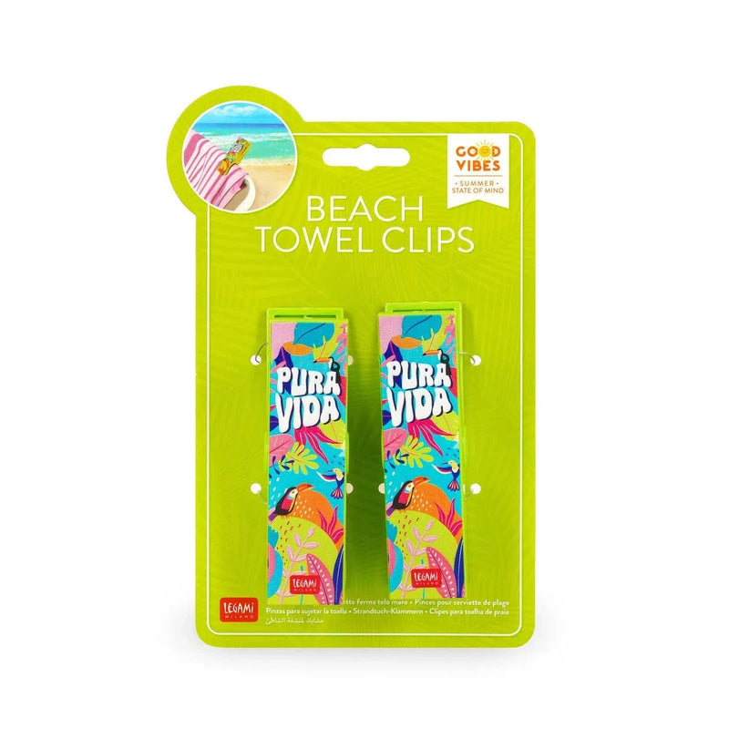 Legami GOOD VIBES Set van 2 Strandhanddoek klemmen, Pura Vida