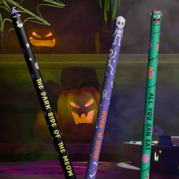 Legami HALLOWEEN Erasable Gel Pens - Set van 3, The Boo Crew - Zombie + Skeleton + Kitty Witch