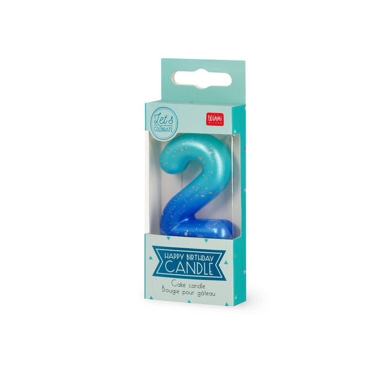 Legami HAPPY BIRTHDAY Verjaardags Taart kaars Cijfer 2, Blauw