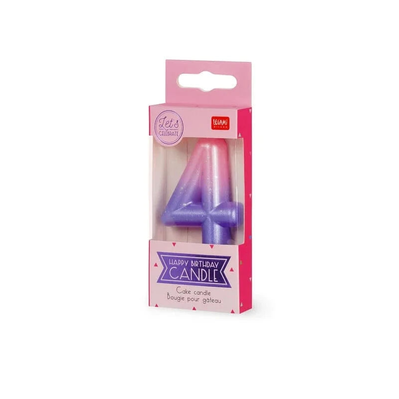 Legami HAPPY BIRTHDAY Verjaardags Taart kaars Cijfer 4, Roze
