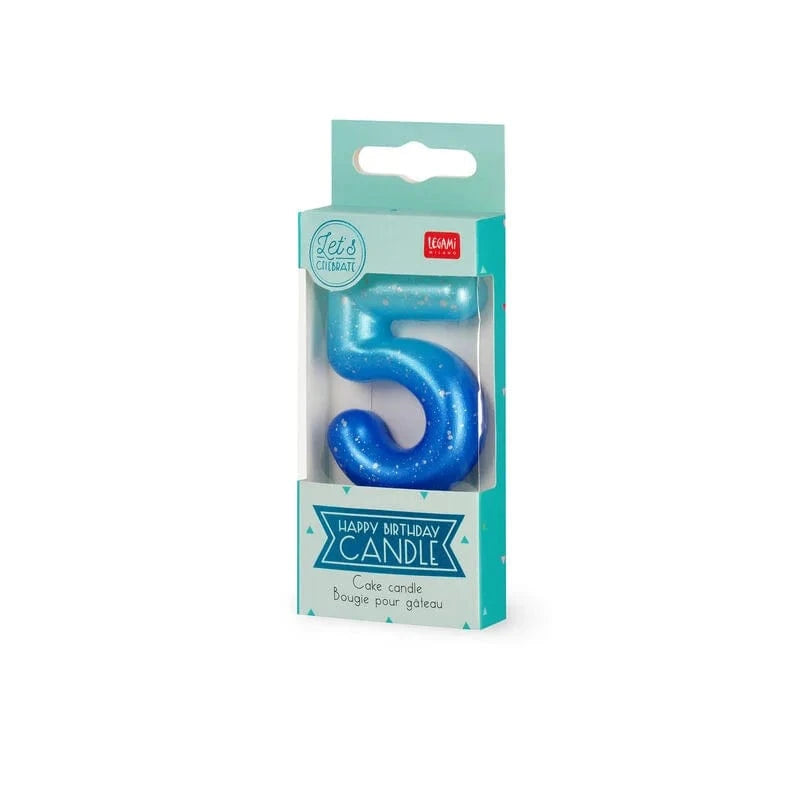 Legami HAPPY BIRTHDAY Verjaardags Taart kaars Cijfer 5, Blauw