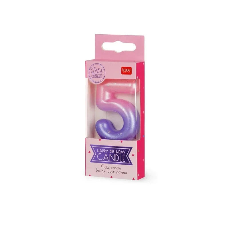 Legami HAPPY BIRTHDAY Verjaardags Taart kaars Cijfer 5, Roze