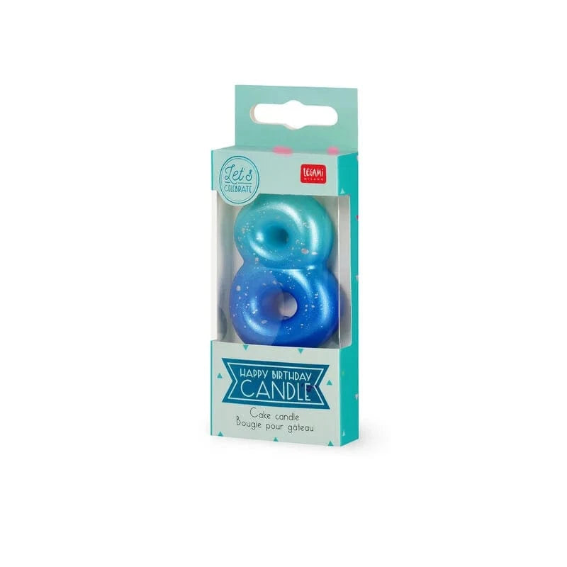 Legami HAPPY BIRTHDAY Verjaardags Taart kaars Cijfer 8, Blauw