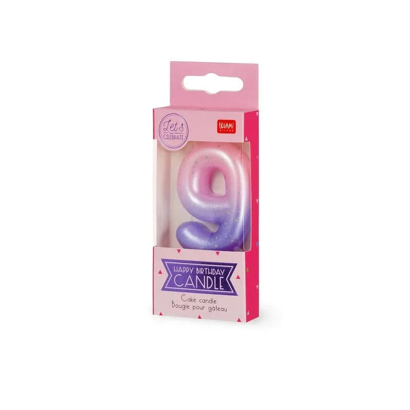 Legami HAPPY BIRTHDAY Verjaardags Taart kaars Cijfer 9, Roze