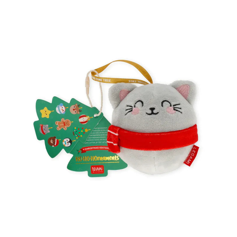 Legami HO HO HORNAMENTS Plushen Kerst hangdecoratie, Kitty