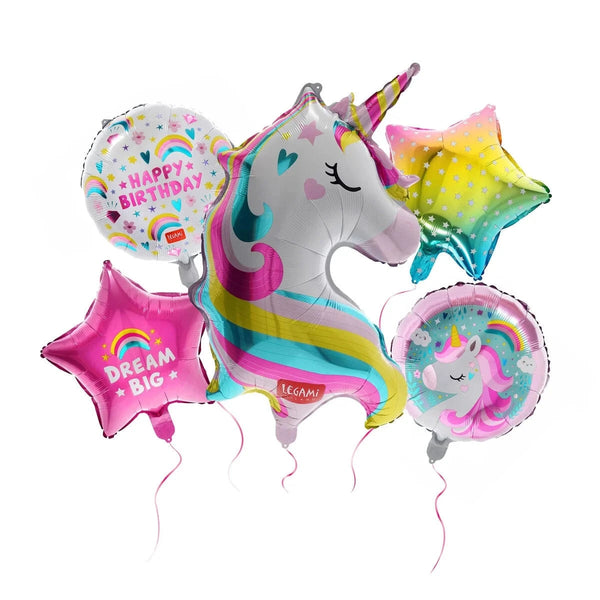 Legami LET'S PARTY Set van 5 Birthday Party Ballonnen -Unicorn