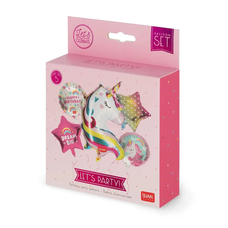 Legami LET'S PARTY Set van 5 Birthday Party Ballonnen -Unicorn