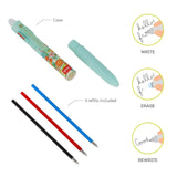 Legami MAKE MISTAKES Erasable Gel Pen met 3 kleuren, Happy Flowers