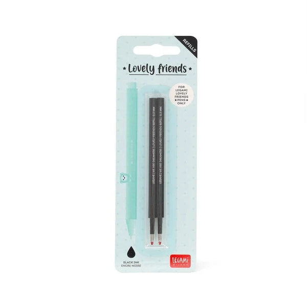 Legami Refill set van 2 voor Lovely Friends pen, Zwart