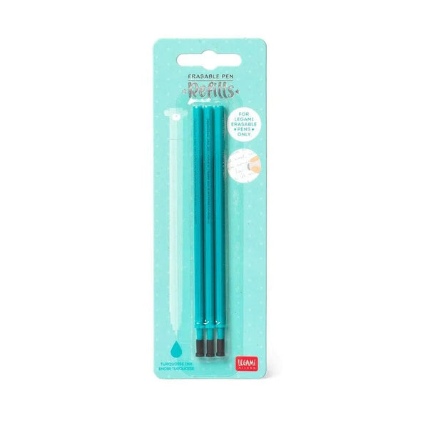 Legami Refill set van 3 voor Erasable Gel pen, Turquoise