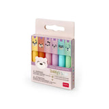 Legami Set van 6 mini pastel markeerstiften, Teddy's Style