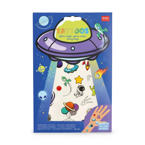 Legami TATTOOS Set van 50 tijdelijke tattoos, Space