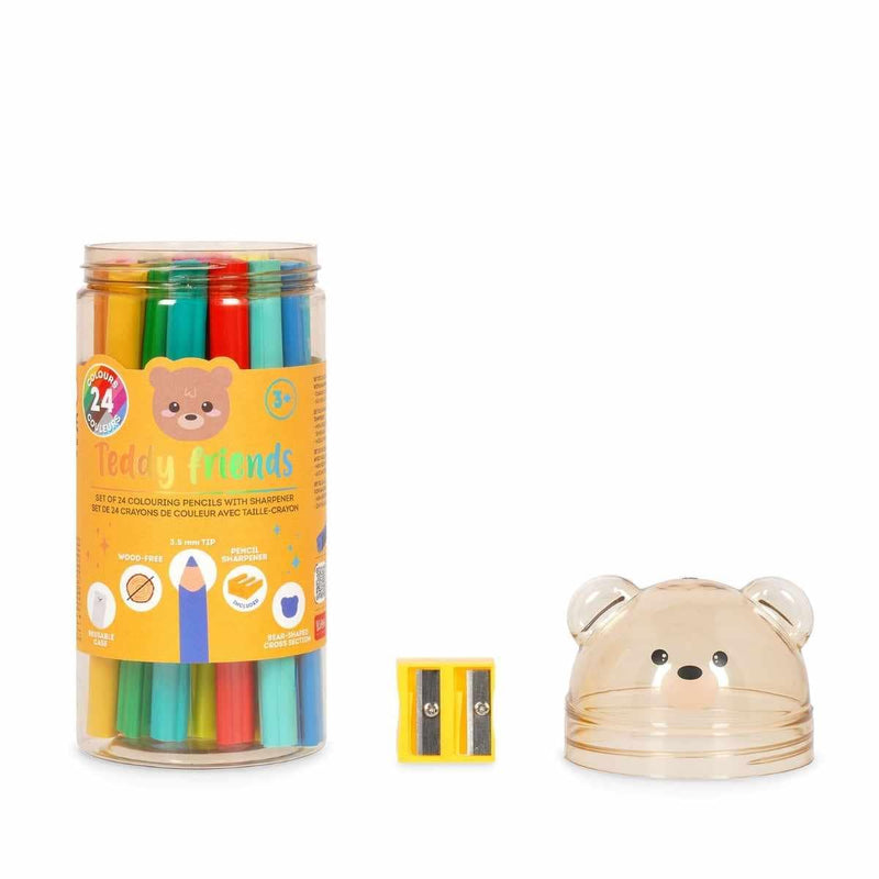 Legami TEDDY FRIENDS Set van 24 Kleurpotloden met slijper