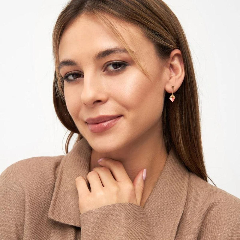 LULU CANDY SHOP BOHEME Oorbel goud, Dipped Orange Coral - Per stuk