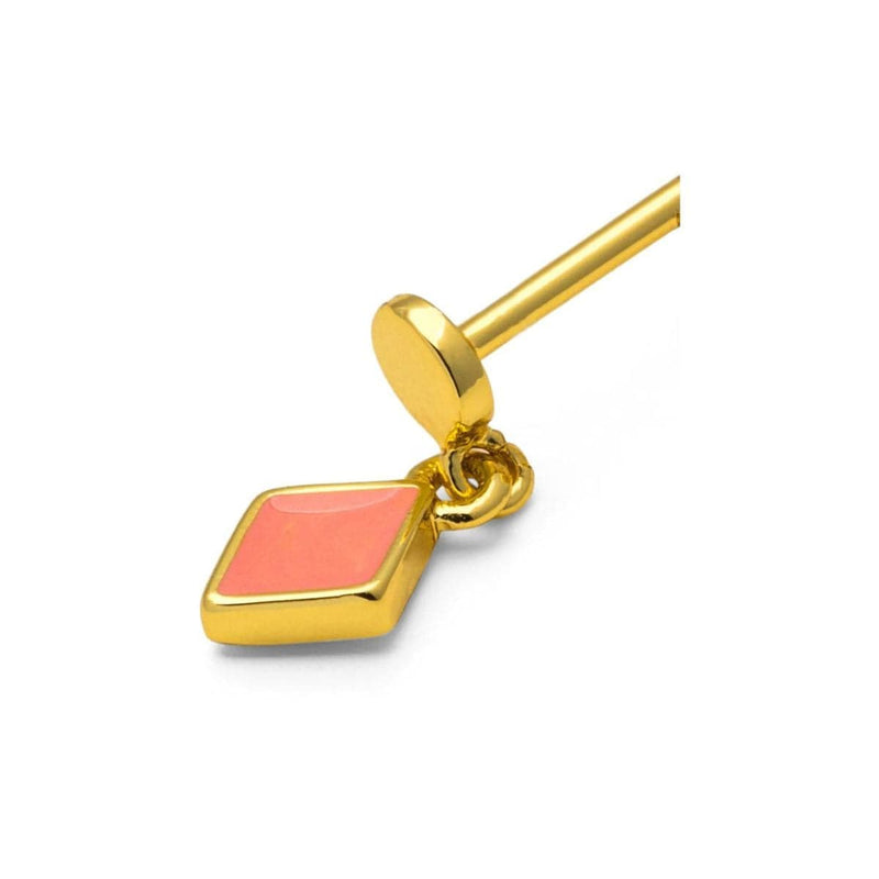 LULU CANDY SHOP CONFETTI Oorbel goud, Dangling Burnt Coral - Per stuk