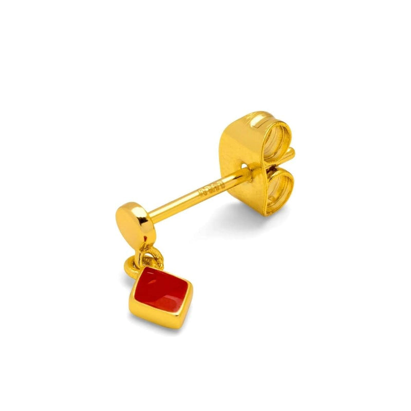 LULU CANDY SHOP CONFETTI Oorbel goud, Dangling Passion Red - Per stuk