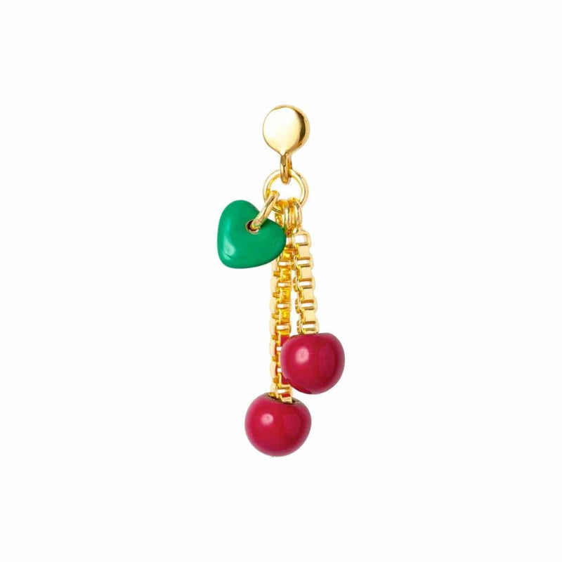 LULU CANDY SHOP Oorbel goud, Cherry Ruby Red - Per stuk