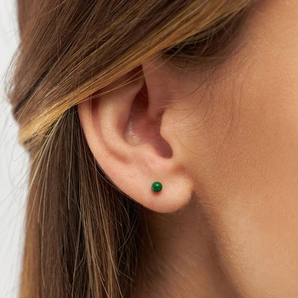 LULU CANDY SHOP Oorbel goud, Color Ball Green - Per stuk