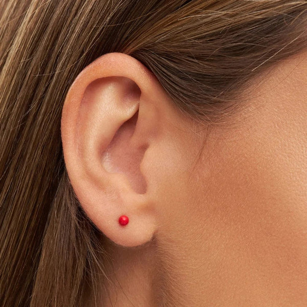 LULU CANDY SHOP Oorbel goud, Color Ball Passion red - Per stuk
