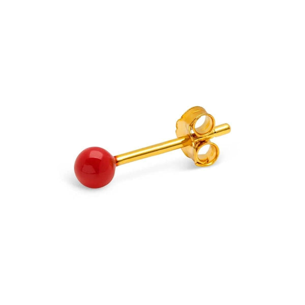 LULU CANDY SHOP Oorbel goud, Color Ball Passion red - Per stuk