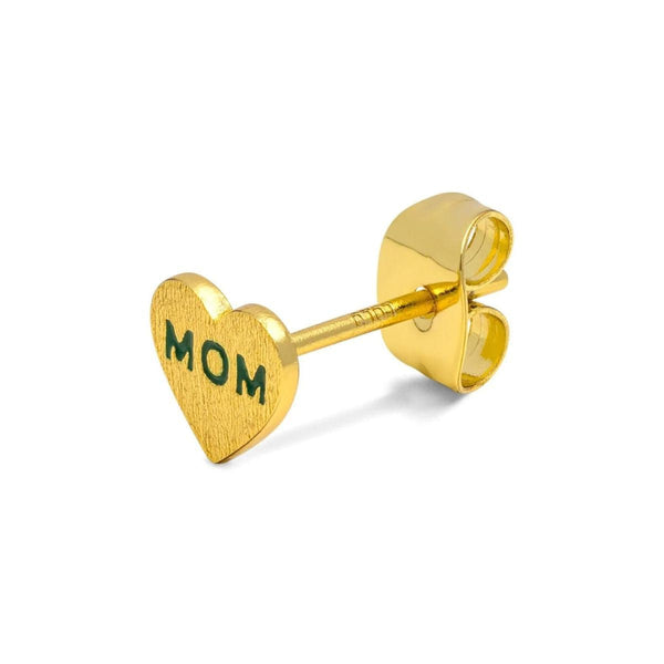 LULU CANDY SHOP Oorbel goud, Heart Mom Green - Per stuk