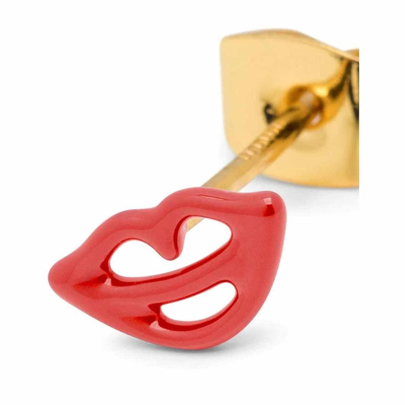 LULU CANDY SHOP Oorbel goud, Secret Lipstick Red - Per stuk